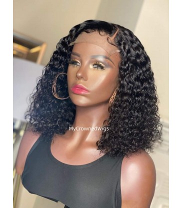 5*5 undetectable curly bob HD lace closure human hair wig【hcw102】