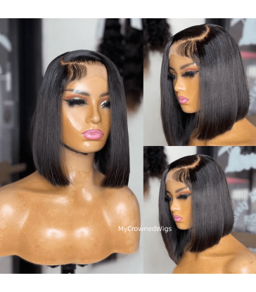 5*5 undetectable side parting bob HD lace closure human hair wig【hcw116】