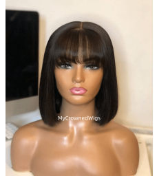 Brazilian virgin silk straight bang bob full lace wig-[MCWBB4]