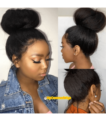 Brazilian virgin italian yaki 360 silk top frontal wig -[MCW361]