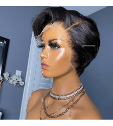 Short Pixie Cut Brazilian Virgin Human Hair Lace Frontal Wigs --[LFW01]