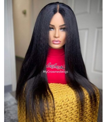 Brazilian virgin italian yaki silk top lace front wig -[MCW607]