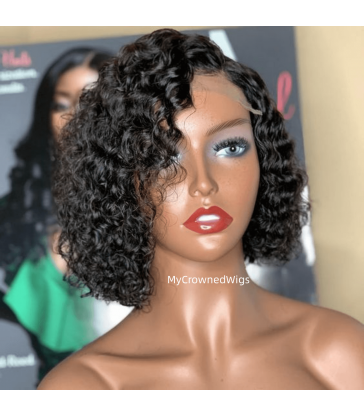 5*5 undetectable curly bob HD lace closure human hair wig【hcw102】