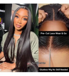 Pre Cut Lace Wear & Go Silk Straight 13x6 HD Lace Frontal Glueless Wig -[wg001]