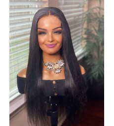 5*5 undetectable silk straight HD lace closure human hair wig【hcw001】