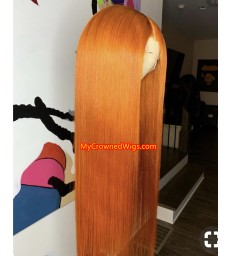 Brazilian virgin orange color silk straight lace front wig-[MCW102]