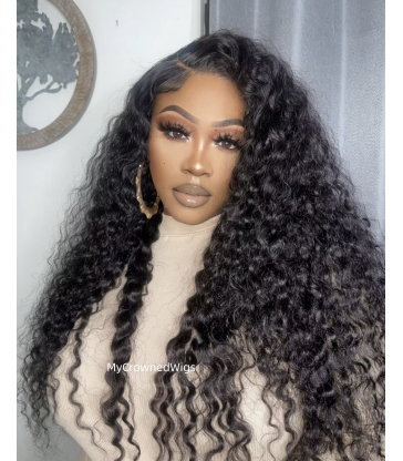 Brazilian virgin curly wave 360 silk top frontal wig -[MCW928]