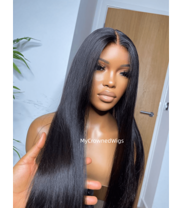 Silk Straight Wear & Go Pre Cut Glueless 13*6 HD lace Pre-plucked Wig Bleached knots -[wg001]