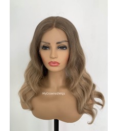 Ombre color wavy European human hair lace front wig [my001]