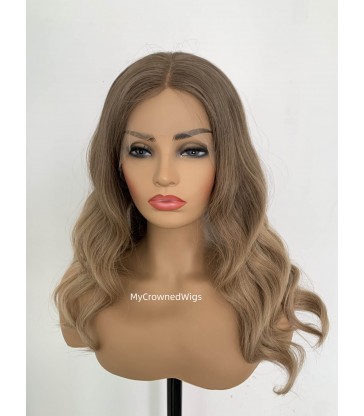 Ombre color wavy European human hair lace front wig [my001]