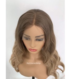 Ombre color wavy European human hair lace front wig [my001]