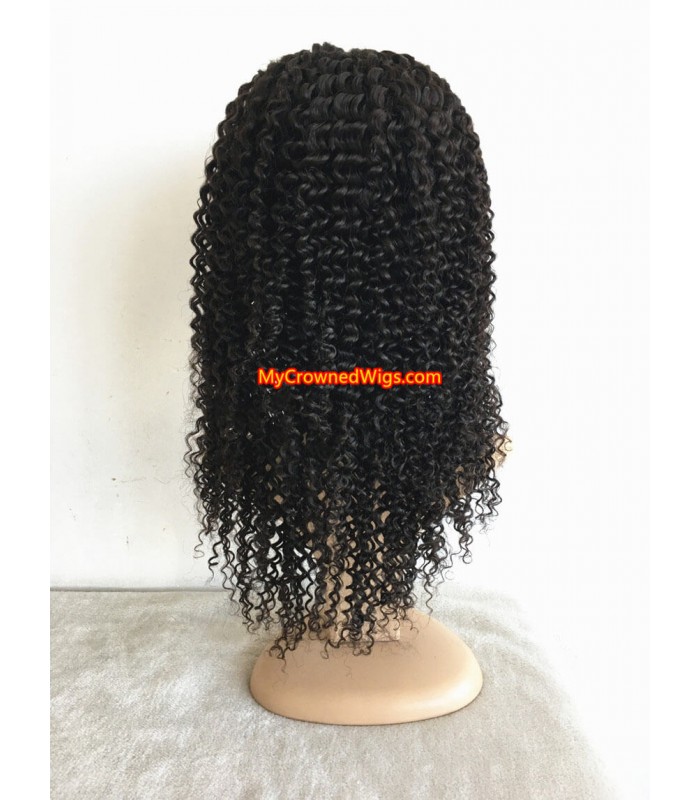 Brazilian virgin jerry curl bleached knots lace front wig-[MCW605]