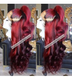 Pre Plucked Magenta Color Loose Wave 360 Lace Wig--【LW001】
