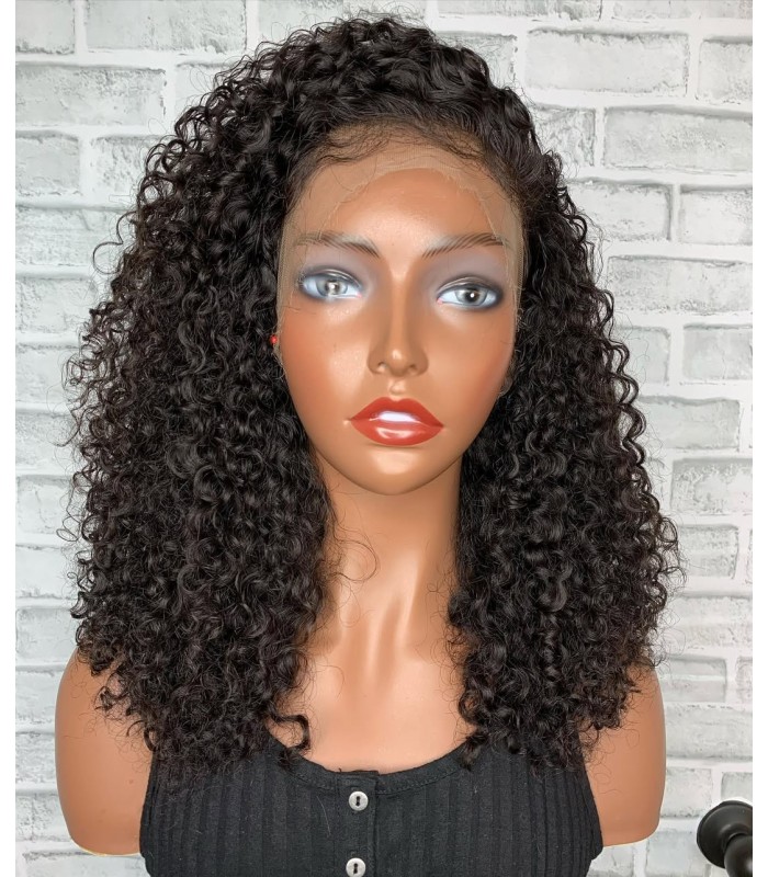 Virgin Hair Curls Bleached Knots 13x4 Lace Front Wig--【MCW609】