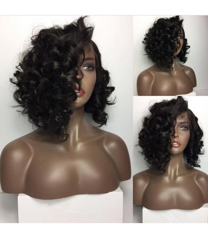 Brazilian virgin bob wave 360 silk top frontal wig -[MCW344]
