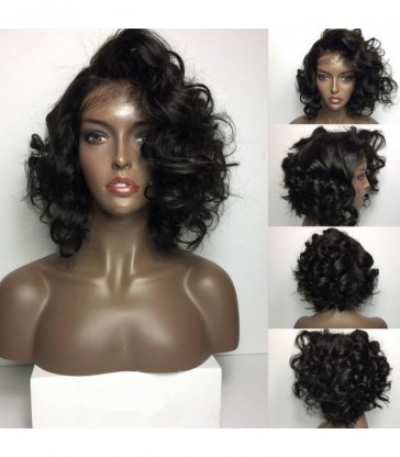 brazilian virgin bob wave bleached knots full lace wig
