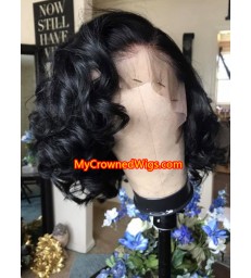 Stock Brazilian Virgin Hair Wavy Bob 360 Lace Wig -【MCW344】