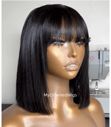Skin Melt Blunt Cut Bang Bob 13*6 HD Lace Front Wigs [HD112]