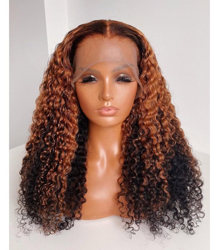 Ombre Highlight Color 3B Curly 360 Lace Frontal Wig -【MCW395】