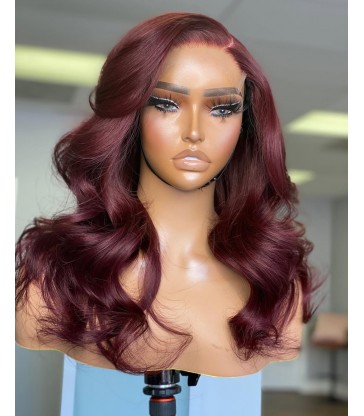 Burgundy Color Body Wave 5x5 HD Lace Closure Human Hair Wig -【HCW119】