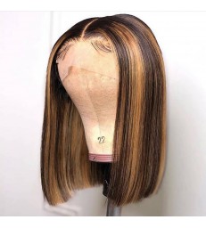 Virgin Hair Straight Highlight Bob 13*6 Lace Front Wig -【MCWBB7】