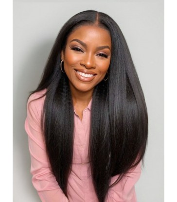 Brazilian virgin italian yaki silk top lace front wig -[MCW607]