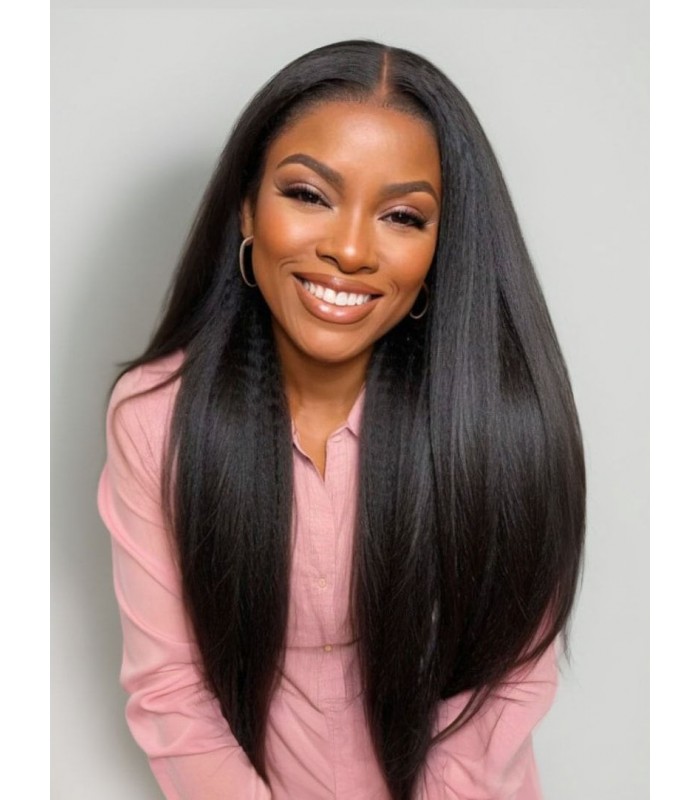Brazilian virgin italian yaki silk top lace front wig -[MCW607]