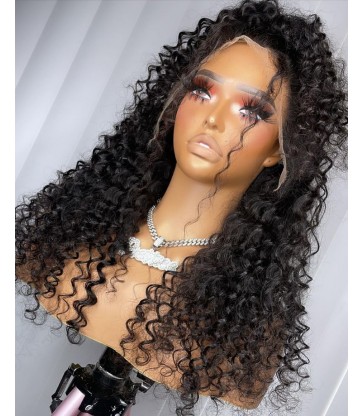 Kinky Curly Preplucked Human Hair 13x6 HD Skin Melt Lace Front Wig -【HD117】
