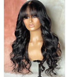 Virgin Human Hair Body Wave With Bangs 360 Frontal Wig -【MCW388】