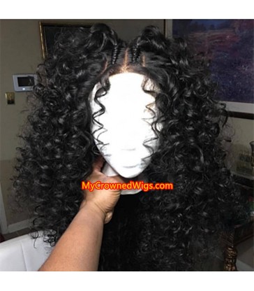 Brazilian virgin pineapple curly 360 wigs with pre plucked hairline--[MCWCC1]