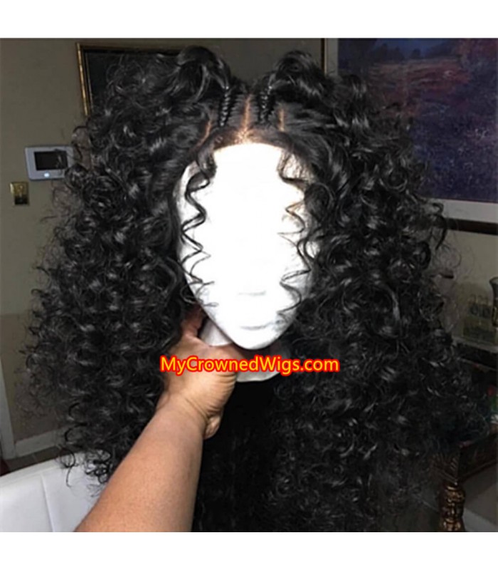 Brazilian virgin pineapple curly 360 wigs with pre plucked hairline--[MCWCC1]