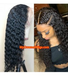 Brazilian virgin kinky wave bleached knots glueless full lace wig-[mcw266]