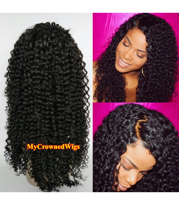 Brazilian virgin deep curly bleached knots full lace wig