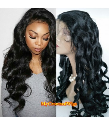 Brazilian virgin loose wave bleached knots full lace wig