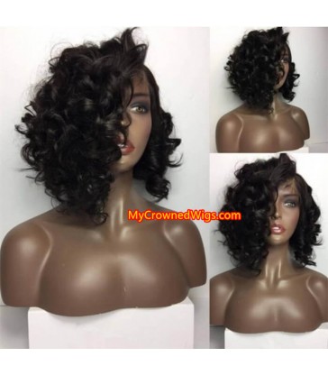 Brazilian virgin bob wave 360 silk top frontal wig -[MCW344]