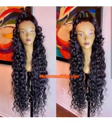 Brazilian virgin human hair wand curls 360 lace frontal wig -[lf006]