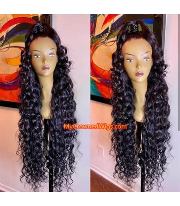 Brazilian virgin wand curls lace frontal wig -[lf006]