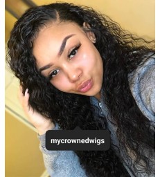 Stock Preplucked Deep Curly Human Hair 360 Lace Wig -【MCW340】