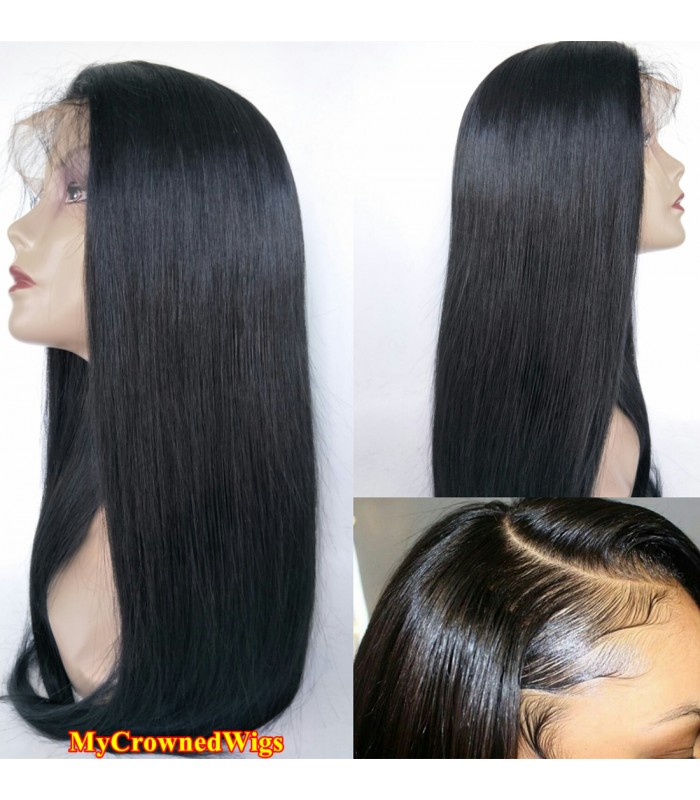 Brazilian virgin silk straight bleached knots full lace wig-[mcw001]