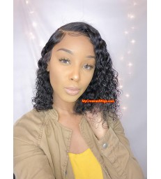 Virgin Human Hair Pre-Plucked Deep Curly Bob 360 Lace Wig--【MCW368】