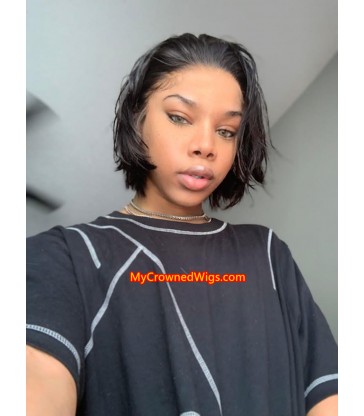 Straight bob Lace Front Wig Pre-Made Fake Scalp [fs002]