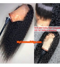 Brazilian virgin human hair Milan curl 360 wigs with pre plucked hairline--[MCW349]