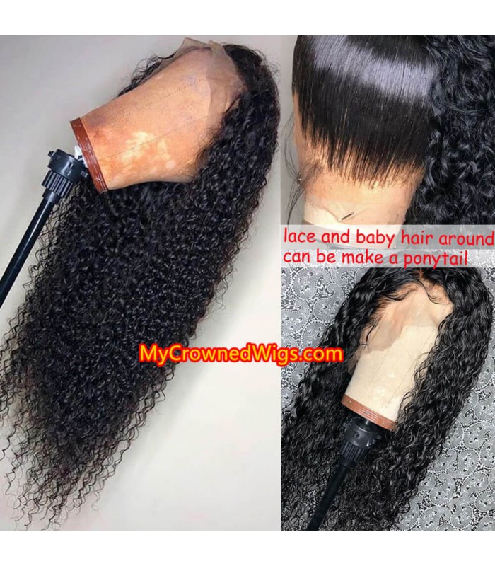 Brazilian virgin human hair Milan curl 360 wigs with pre plucked hairline--[MCW349]