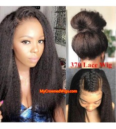 Italian Yaki 370 lace front human hair wig pre plucked with baby hair long deep parting【MCW372】