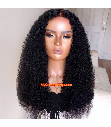 Deep curly 370 lace front human hair wig pre plucked with baby hair long deep parting【MCW376】