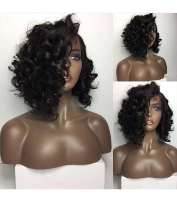 brazilian virgin bob wave bleached knots full lace wig-[MCW266]