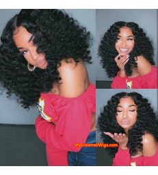 Brazilian virgin human hair Short Wavy 360 wigs with pre plucked hairline--[MCW555]