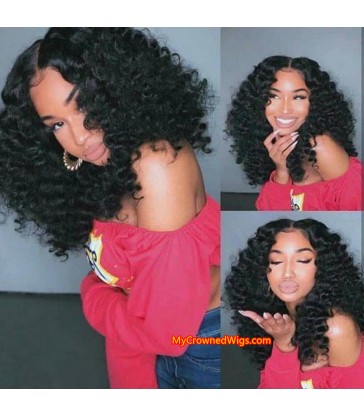 Brazilian virgin human hair Short Wavy 360 wigs with pre plucked hairline--[MCW444]