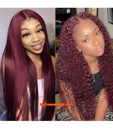 99J Colored Affordable Straight Hair Lace Front Wigs Brazilian Human Hair Real Hair Wigs For Women [mcw103]