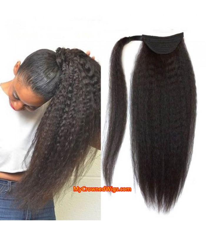 COMBS IN HUMAN HAIR PONYTAIL EXTENSIONS WRAP, PONYTAIL HAIRSTYLE 【MCW926】
